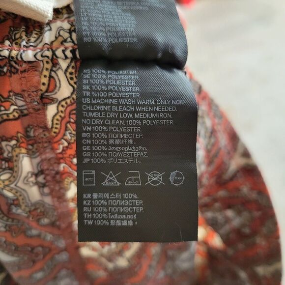 H&M Red Brown Aztec Geometric Diamond Print Pull On Elastic Waist Wide Leg Pants - Picture 10 of 11